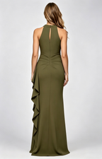 Cross Halter Side Ruffle Mermaid Maxi Formal Dress | Multi Color Bridesmaid Evening Gown