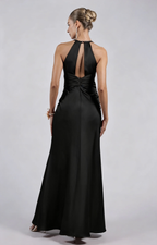 Glamorous Sheath Plunging V-neck Sleeveless Satin Floor-length Twist-front Evening Gown