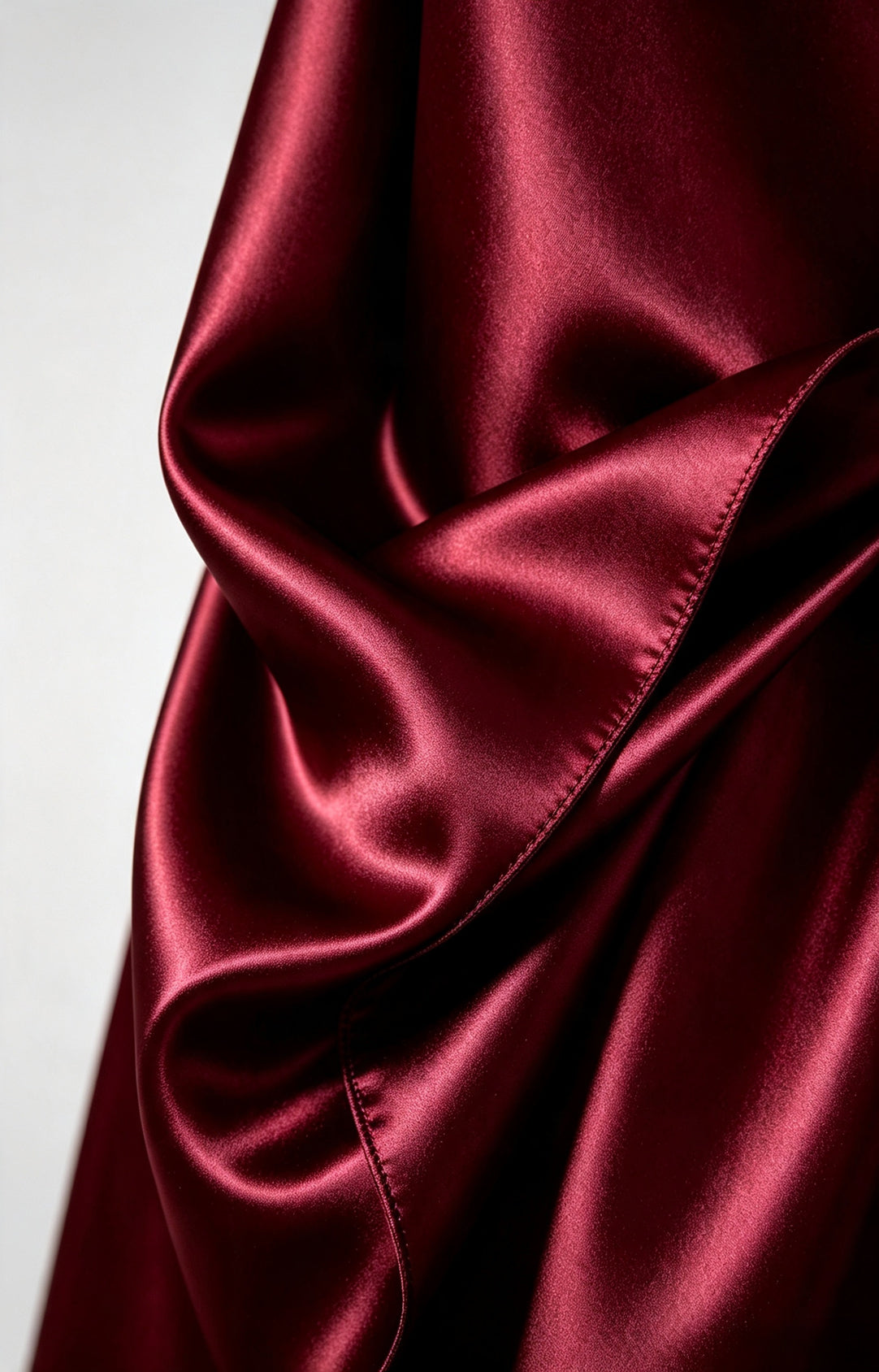 Burgundy Spaghetti Strap Sweetheart Mermaid Luminous Satin Evening Dress Fabric View