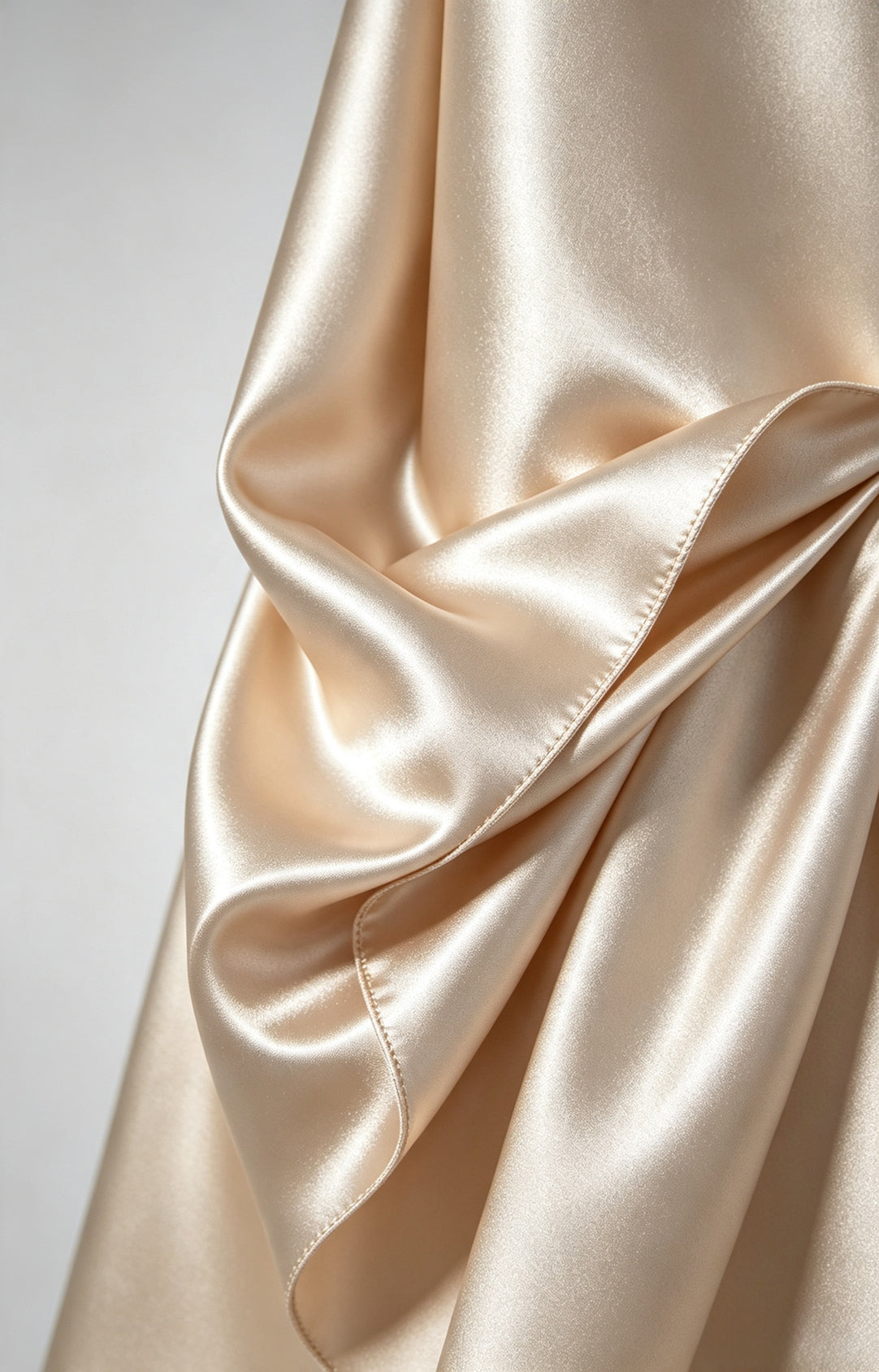 Champagne Spaghetti Strap Sweetheart Mermaid Luminous Satin Evening Dress Fabric View 