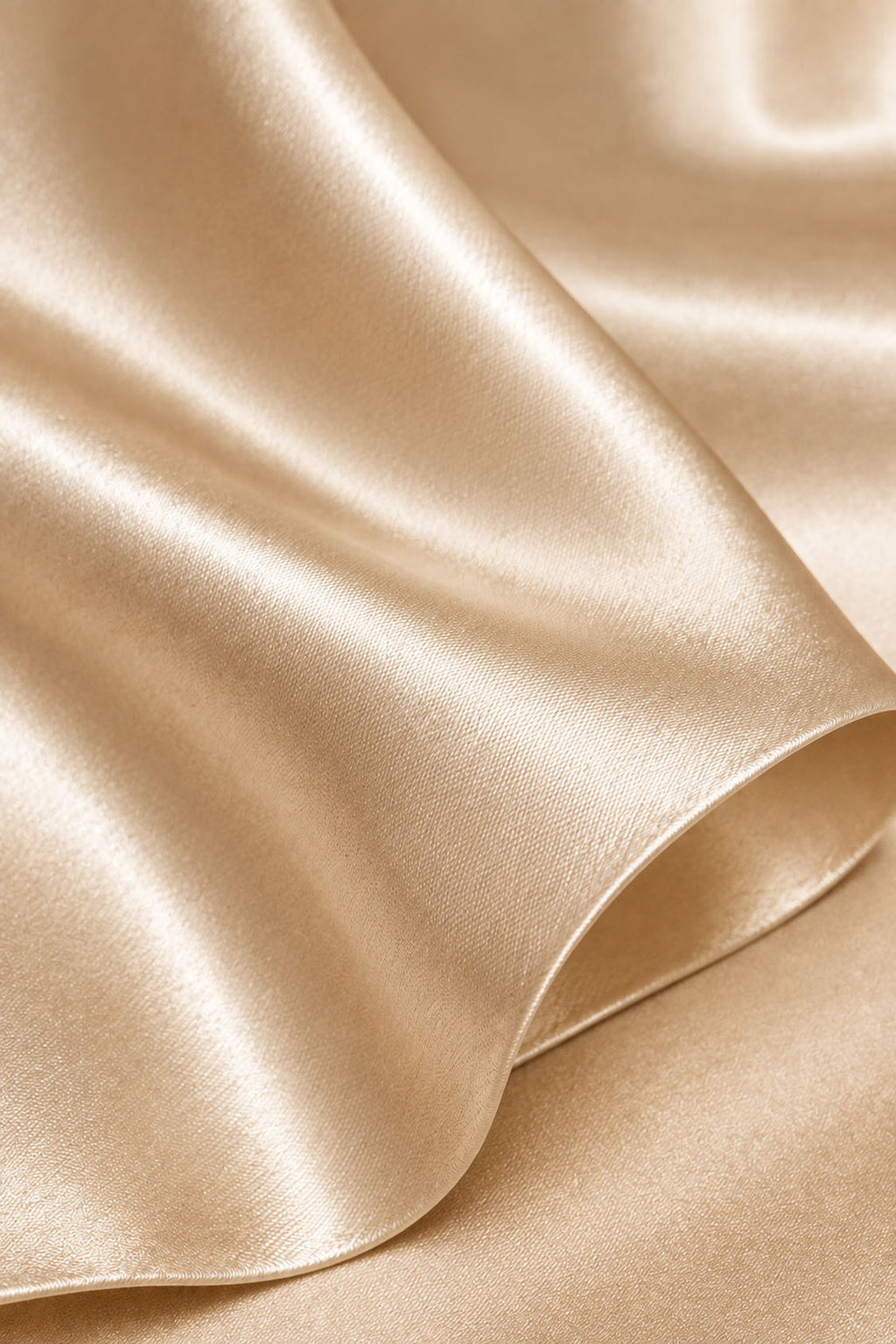Champagne heavy satin fabric close-up for mermaid evening dress
