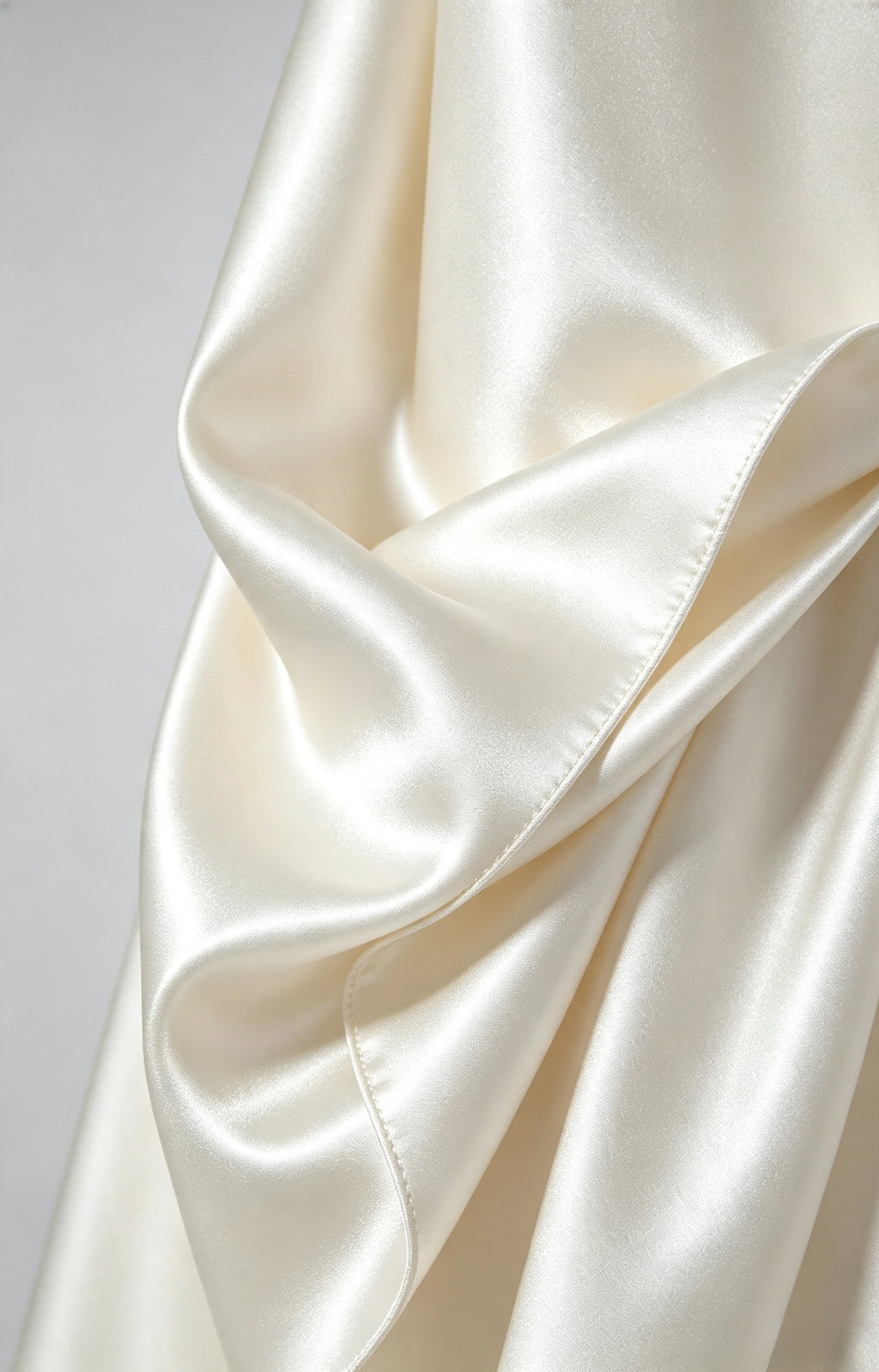 Lvory White Spaghetti Strap Sweetheart Mermaid Luminous Satin Evening Dress Fabric View 
