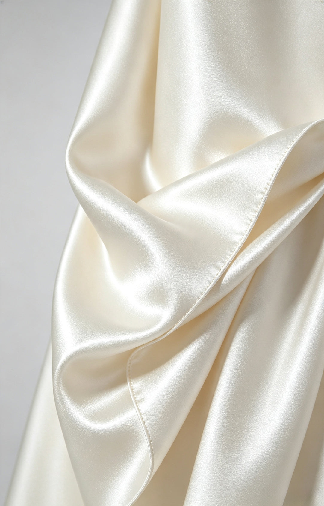 Lvory White Spaghetti Strap Sweetheart Mermaid Luminous Satin Evening Dress Fabric View 