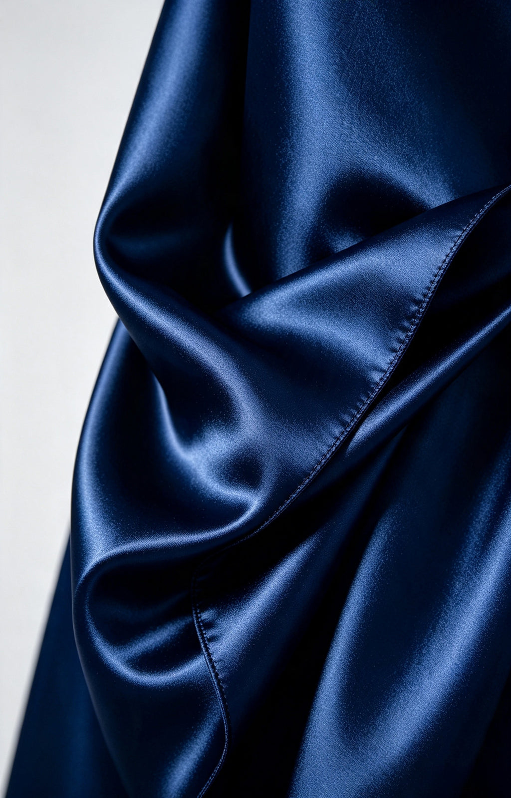 Navy Spaghetti Strap Sweetheart Mermaid Luminous Satin Evening Dress Fabric View 