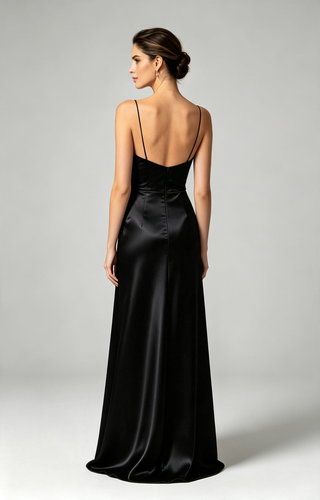 Spaghetti Strap Sweetheart Mermaid Luminous Satin Evening Dress Back View