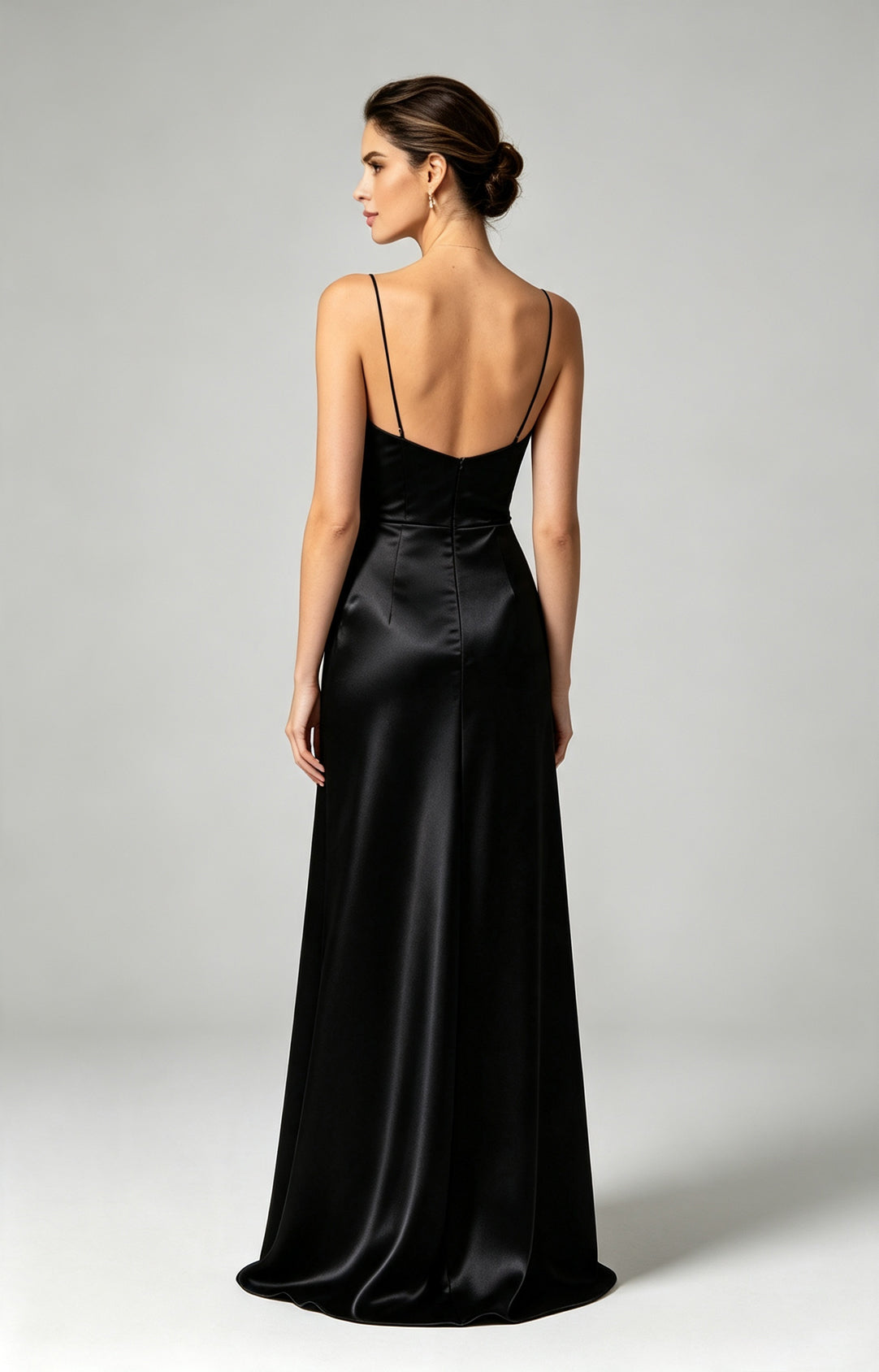 Spaghetti Strap Sweetheart Mermaid Luminous Satin Evening Dress Back View