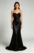 Spaghetti Strap Sweetheart Mermaid Luminous Satin Evening Dress Front View