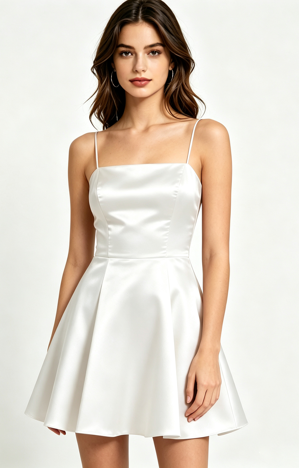 Square Neck Burgundy Satin Short Homecoming Skater Dress