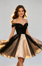 Women_sOff-the-ShoulderSweetheartTwo-ToneShortCocktailDress-BlackChampagne round