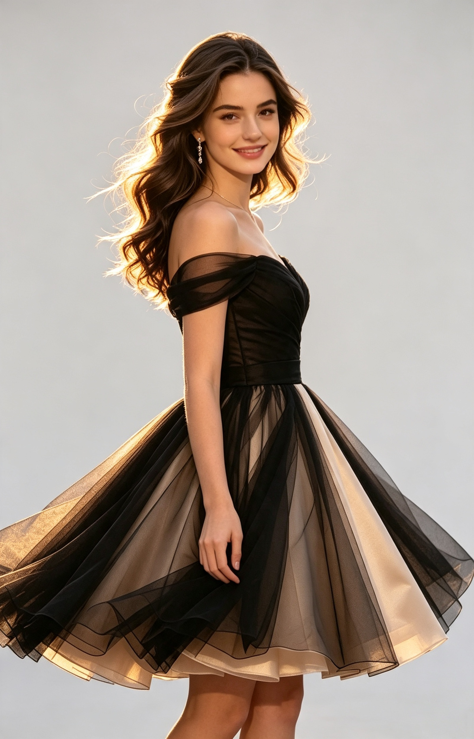 Women_sOff-the-ShoulderSweetheartTwo-ToneShortCocktailDress-BlackChampagne side