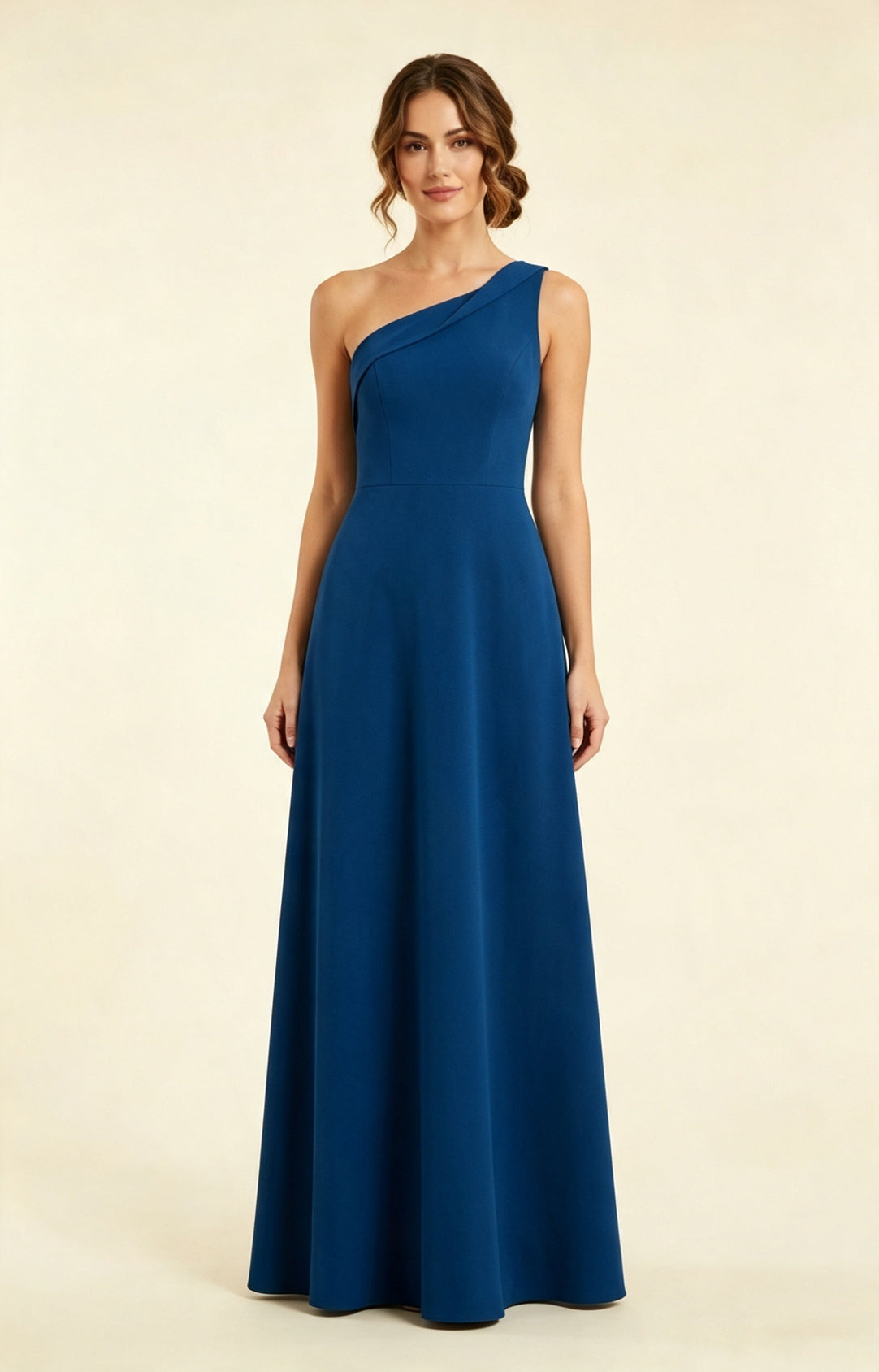 XALPHEOR One‑Shoulder A‑Line Matte Crepe Floor‑Length Bridesmaid Evening Gown Walk Video